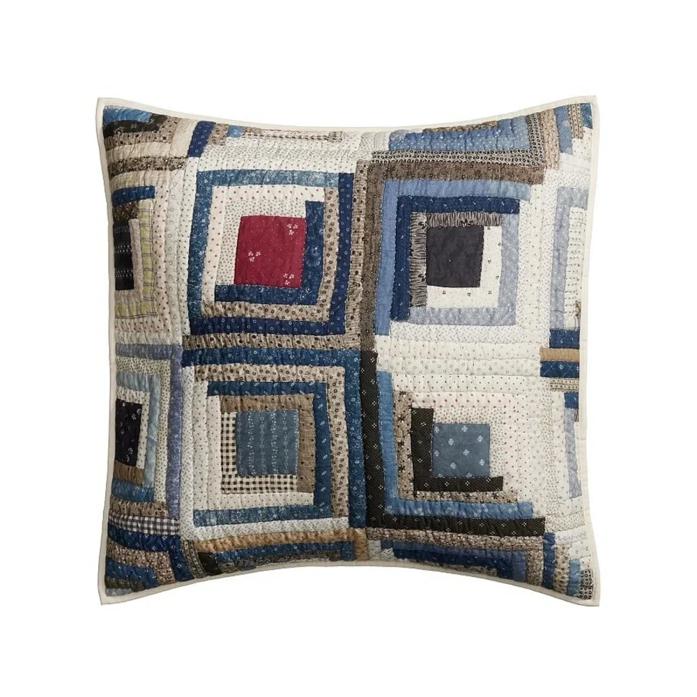 Pottery Barn Lassen Handcrafted Quilted Sham Euro Size Set of 2 Patchwork NEW